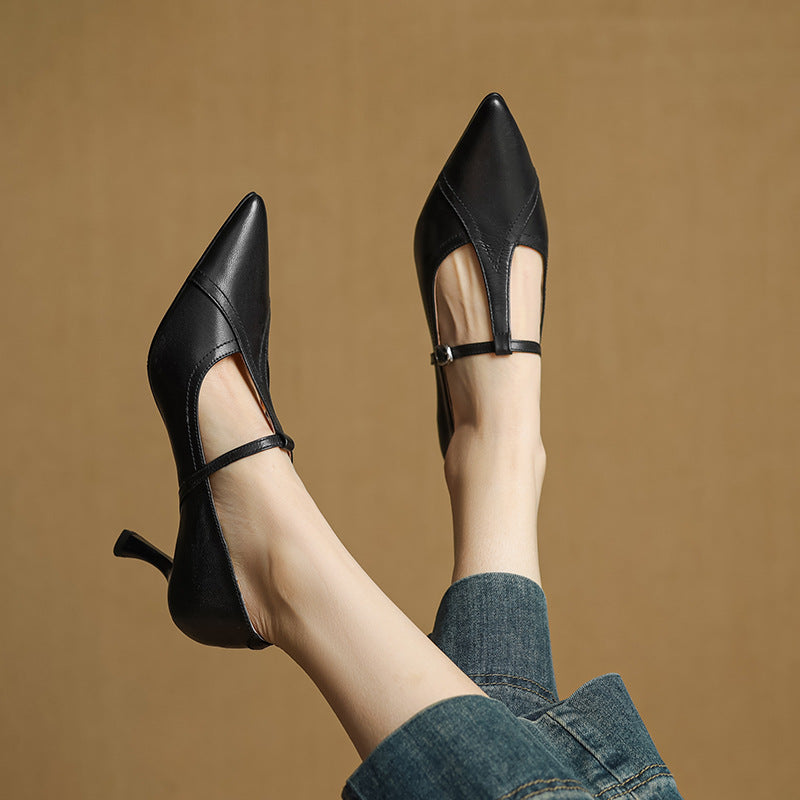 Elke | Leather T-strap Pumps