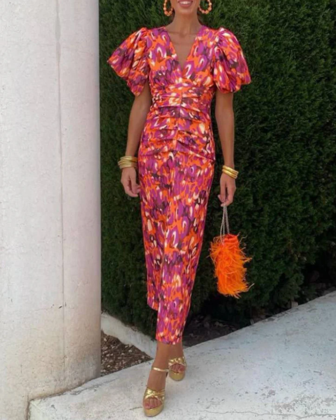 Nancy | Vivid Pleated Midi Dress