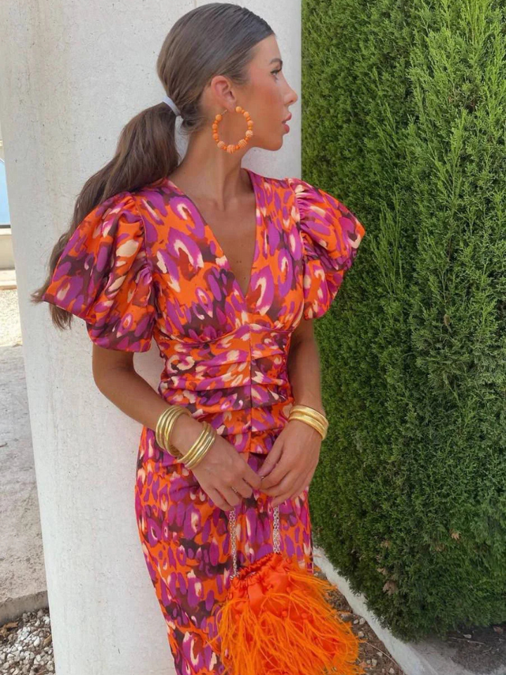 Nancy | Vivid Pleated Midi Dress