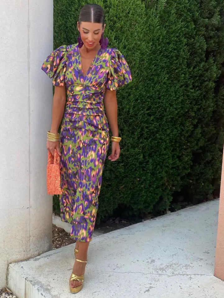 Nell | Vivid Pleated Midi Dress