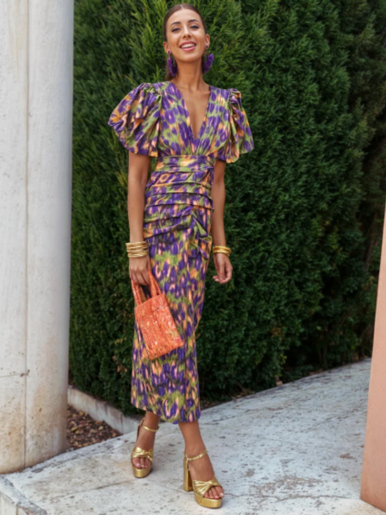 Nell | Vivid Pleated Midi Dress