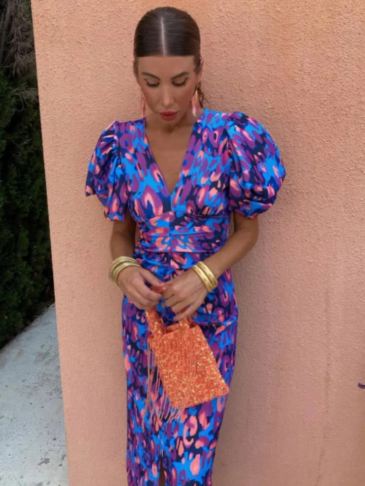 Nell | Vivid Pleated Midi Dress