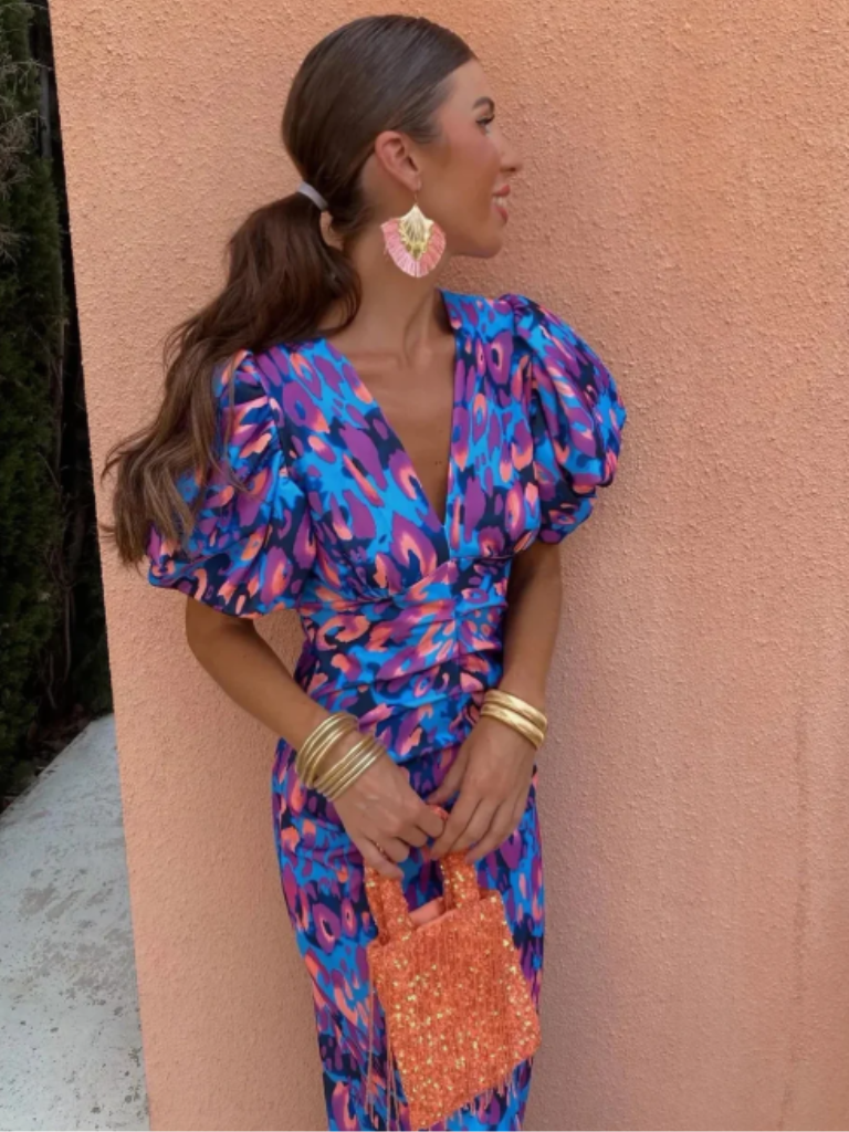 Nancy | Vivid Pleated Midi Dress