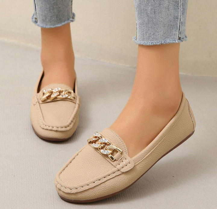 Kristy | Flat Diamond Buckle Loafers