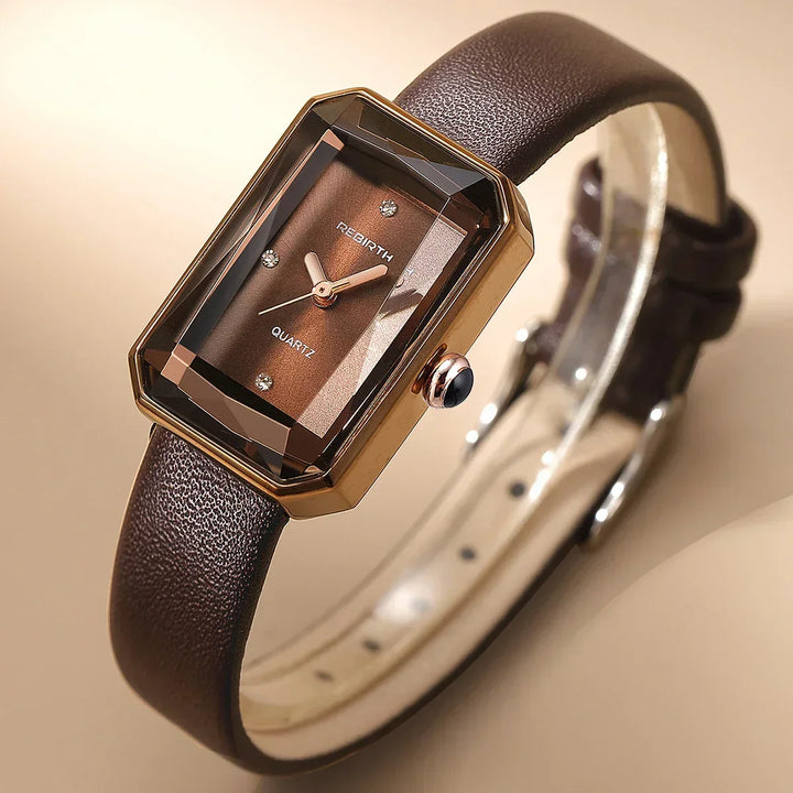 Jinny | Rectangular Leather Strap Watch