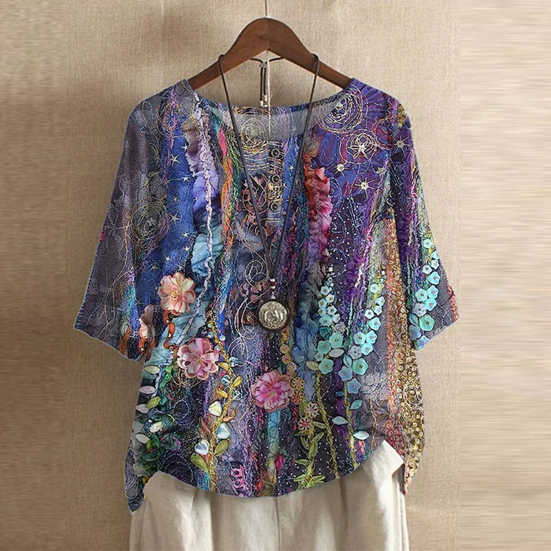 Rina | Vintage Floral Print Blouse