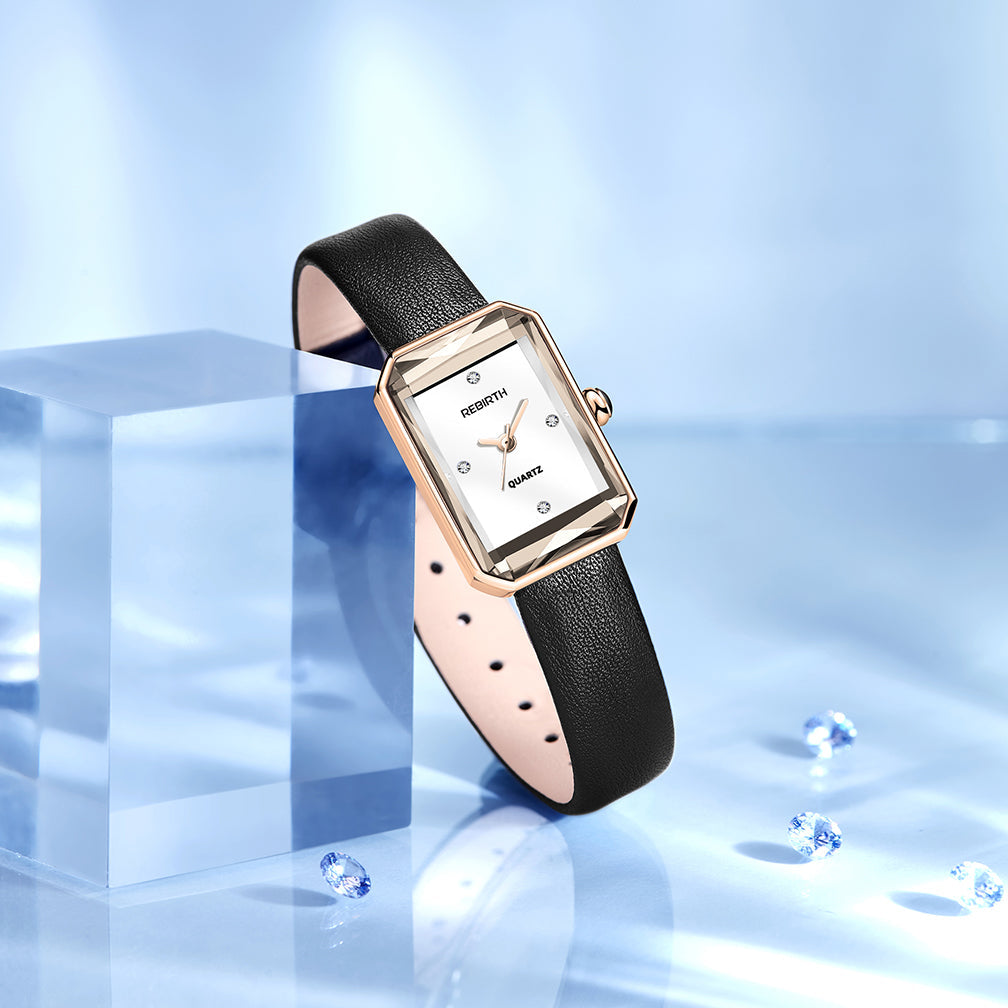 Jinny | Rectangular Leather Strap Watch