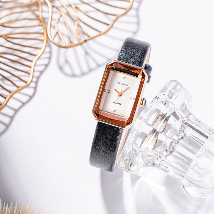 Jinny | Rectangular Leather Strap Watch