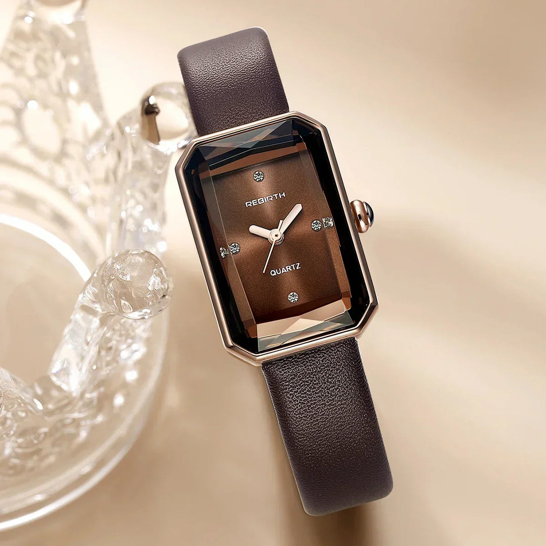 Jinny | Rectangular Leather Strap Watch