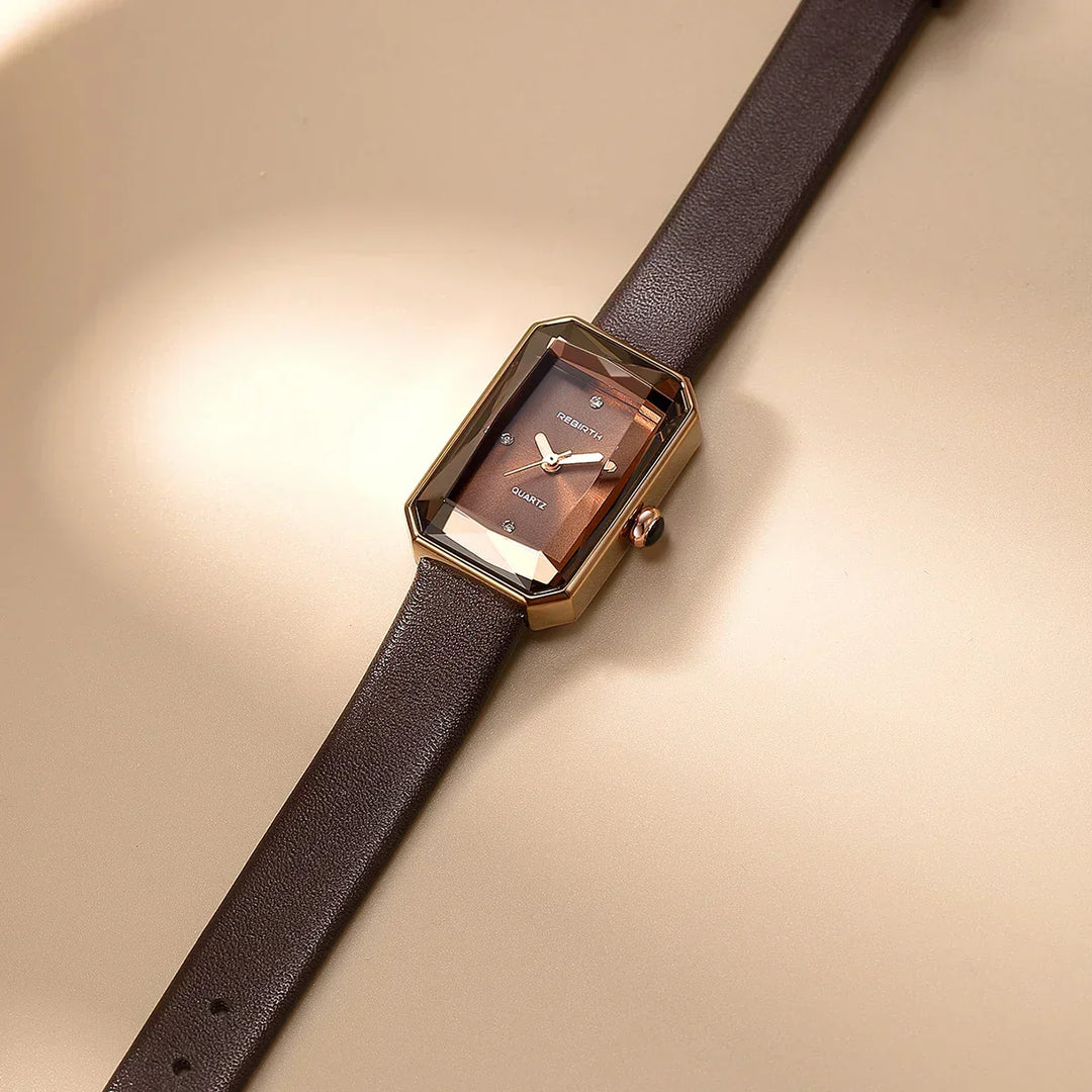Jinny | Rectangular Leather Strap Watch