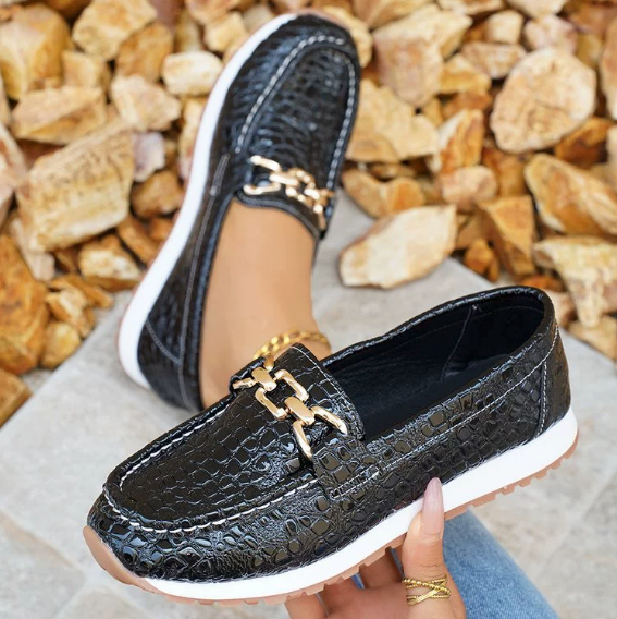 Kara | Black Crocodile Loafers