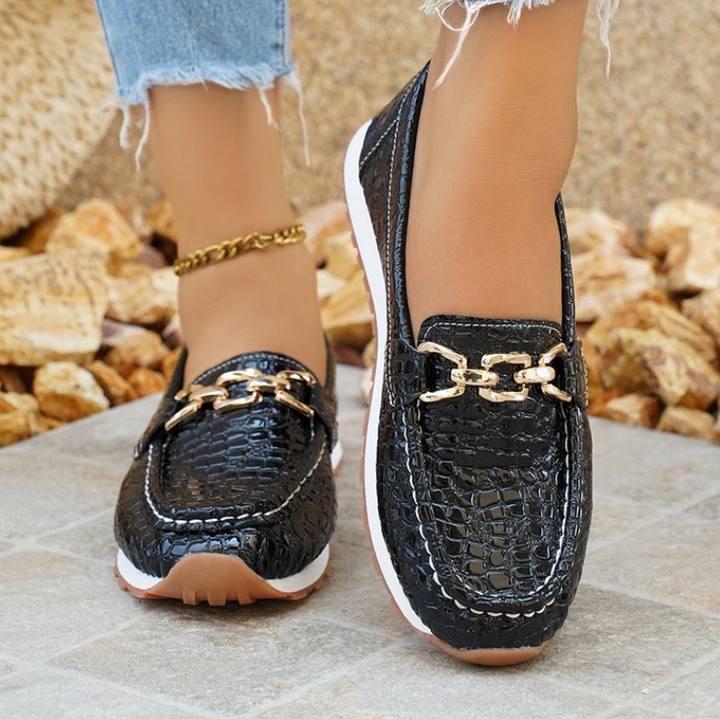 Kara | Black Crocodile Loafers