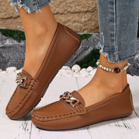 Kristy | Flat Diamond Buckle Loafers