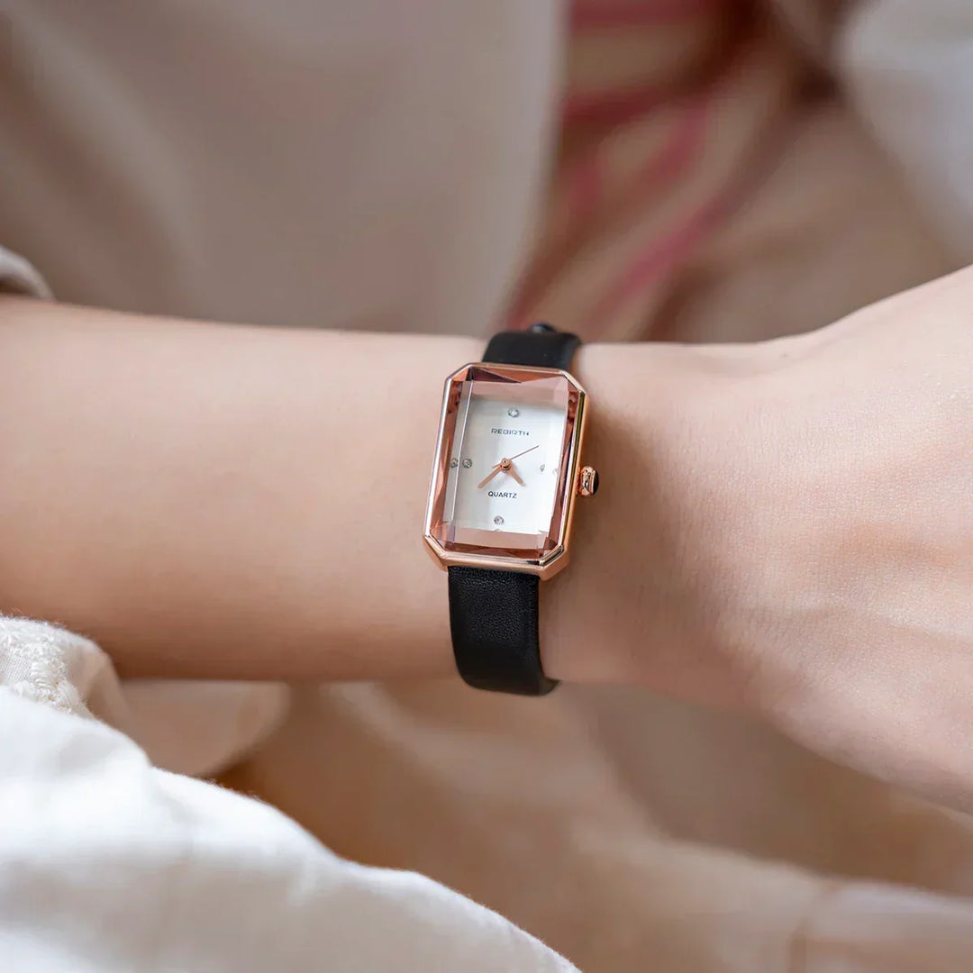 Jinny | Rectangular Leather Strap Watch