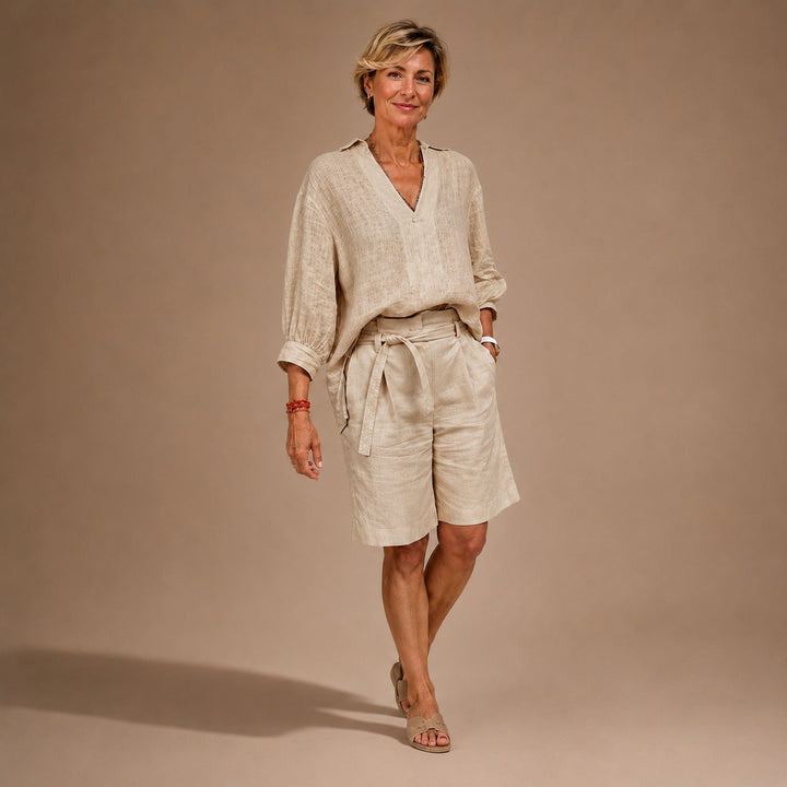 Vivian | Set with a Fluid Fit Shirt and Drawstring Waist Shorts