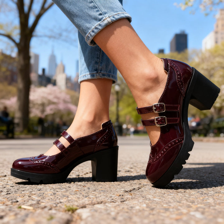 Sadie | Women's Double Strap Platform Mary Jane Heel