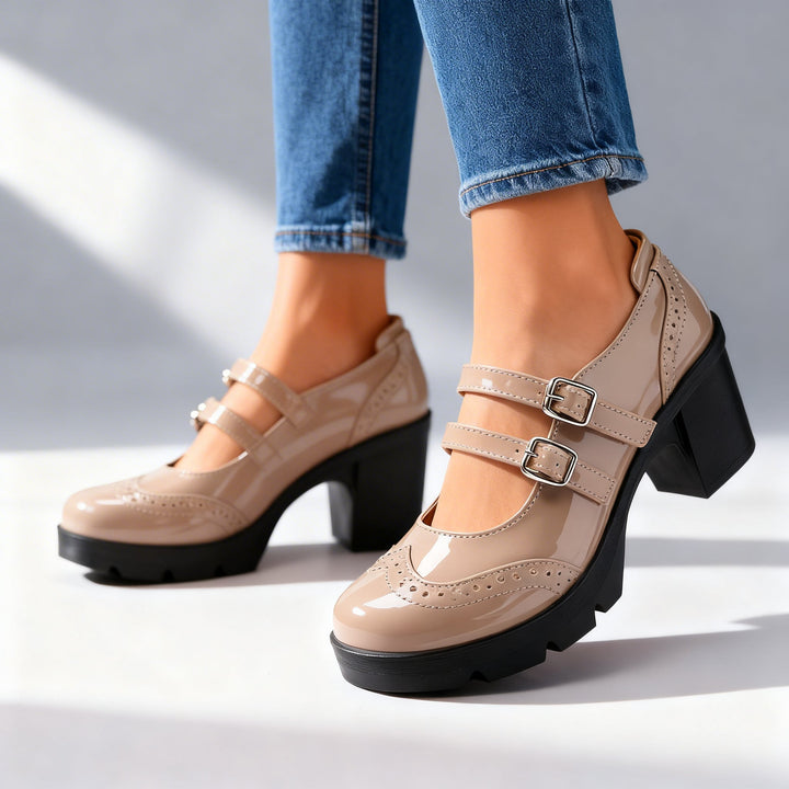 Sadie | Women's Double Strap Platform Mary Jane Heel