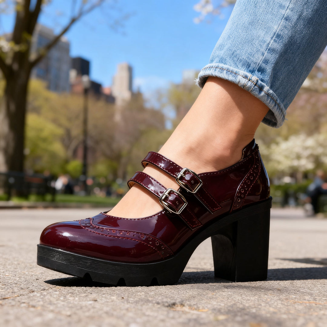 Sadie | Women's Double Strap Platform Mary Jane Heel