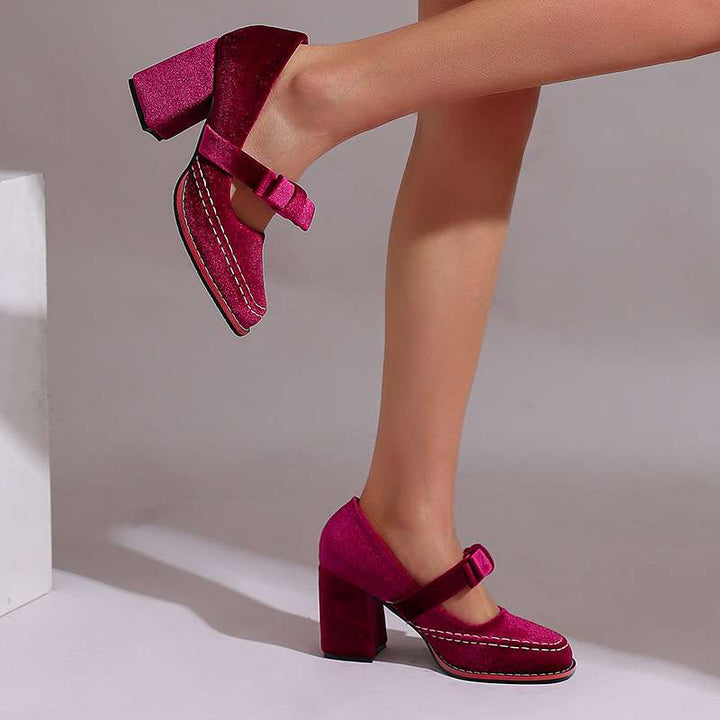 Tori | Women's Mary Jane Block Heel Bow Pump