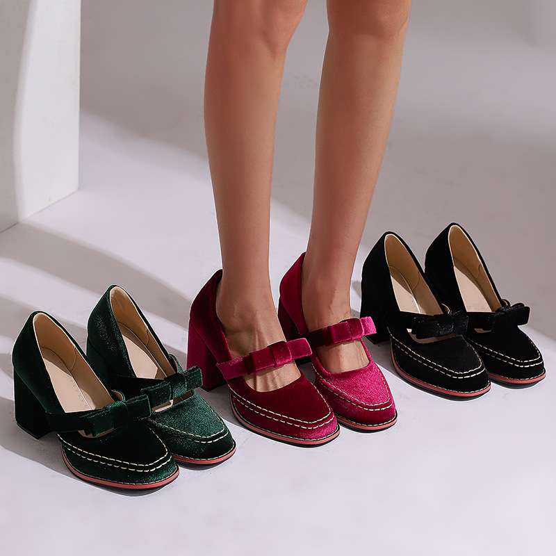 Tori | Women's Mary Jane Block Heel Bow Pump