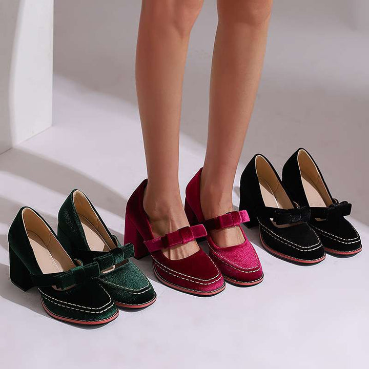 Tori | Women's Mary Jane Block Heel Bow Pump
