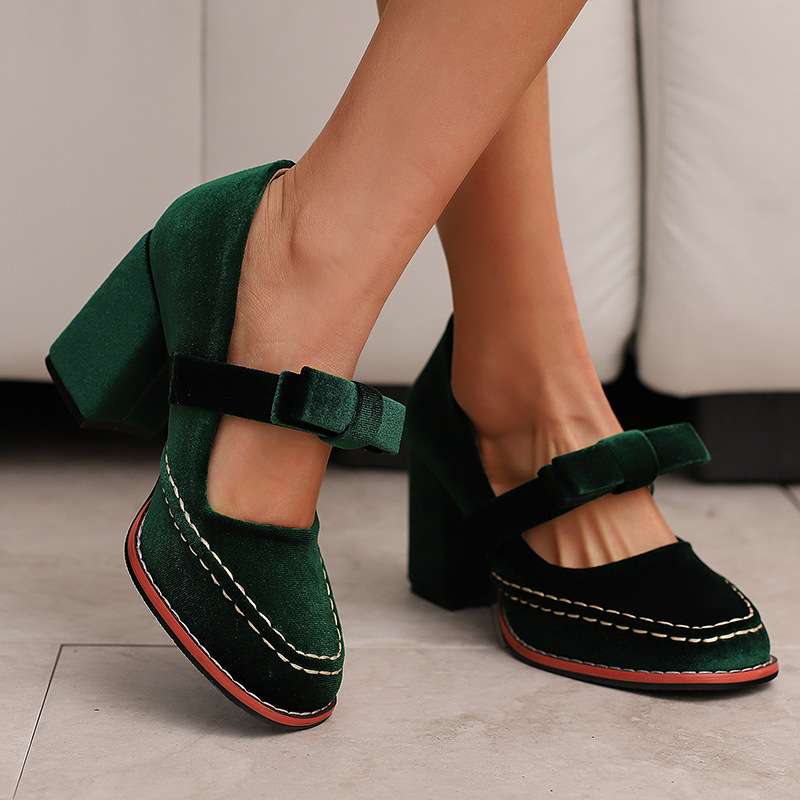 Tori | Women's Mary Jane Block Heel Bow Pump
