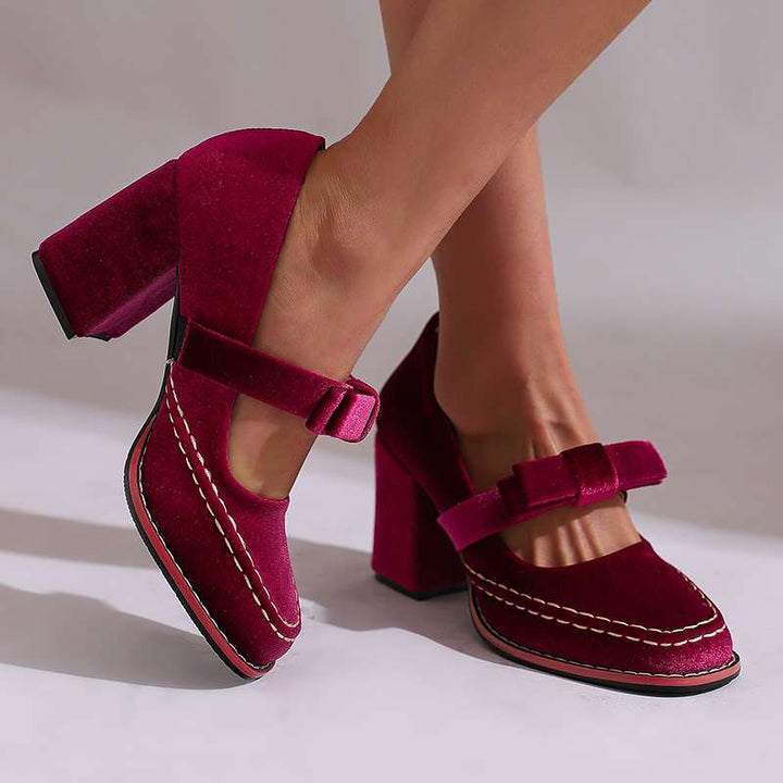 Tori | Women's Mary Jane Block Heel Bow Pump