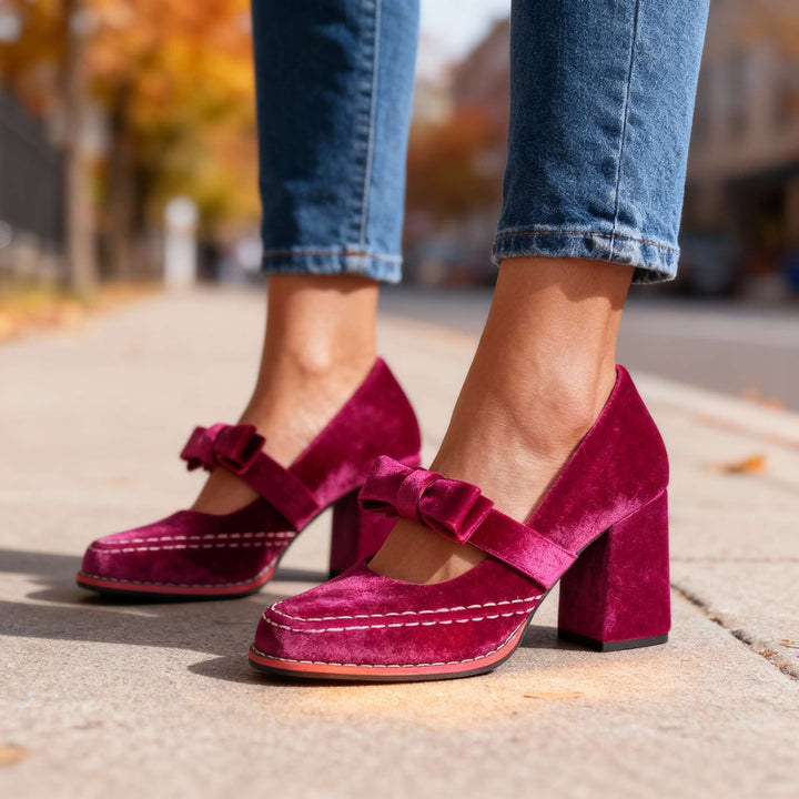 Tori | Women's Mary Jane Block Heel Bow Pump