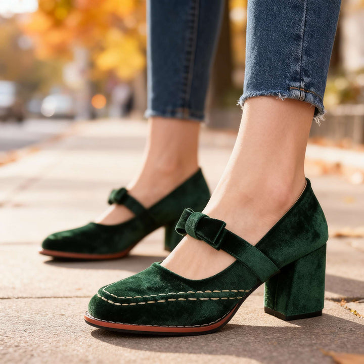 Tori | Women's Mary Jane Block Heel Bow Pump