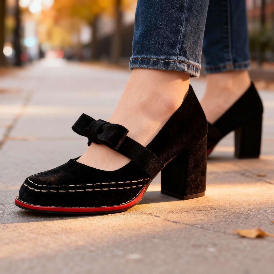 Tori | Women's Mary Jane Block Heel Bow Pump