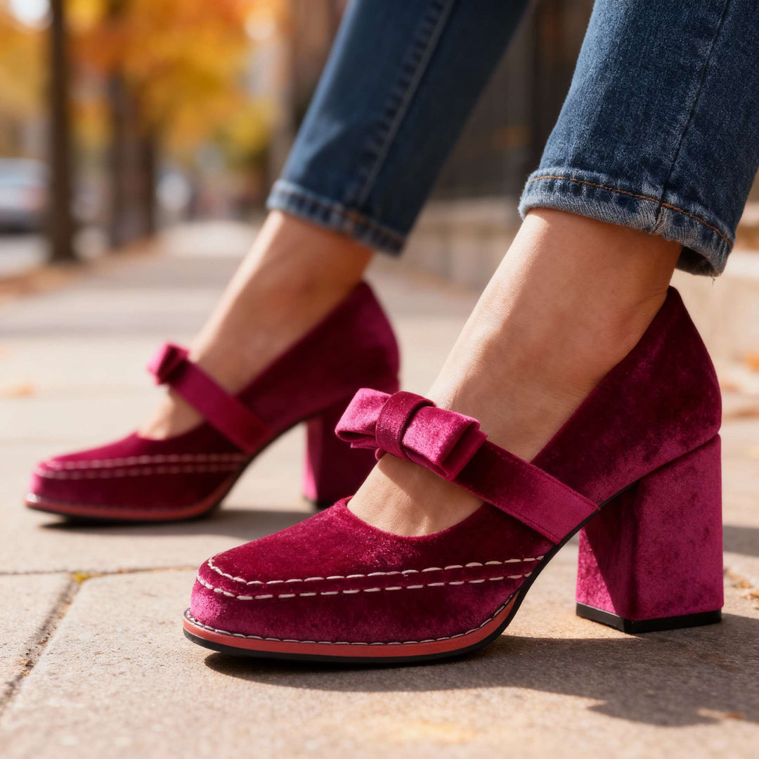 Tori | Women's Mary Jane Block Heel Bow Pump