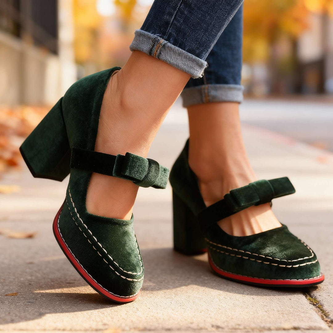 Tori | Women's Mary Jane Block Heel Bow Pump