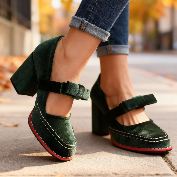 Tori | Women's Mary Jane Block Heel Bow Pump