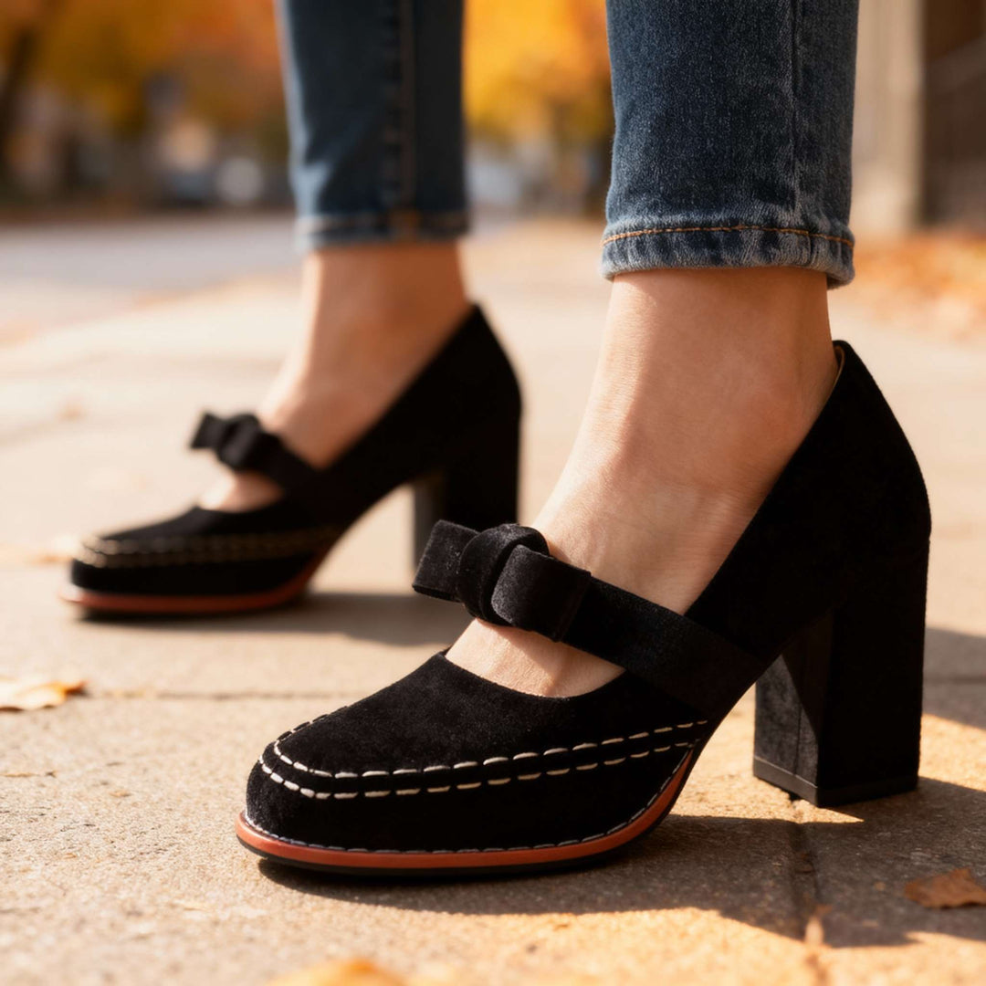 Tori | Women's Mary Jane Block Heel Bow Pump