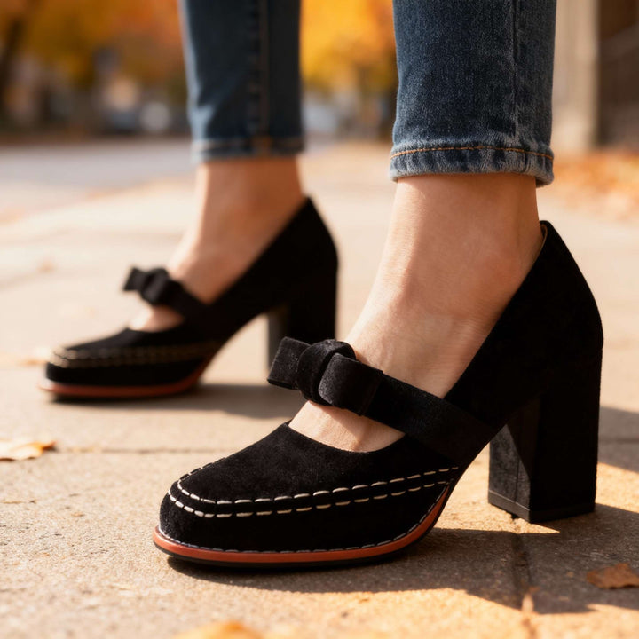 Tori | Women's Mary Jane Block Heel Bow Pump