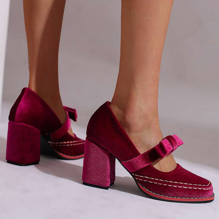 Tori | Women's Mary Jane Block Heel Bow Pump