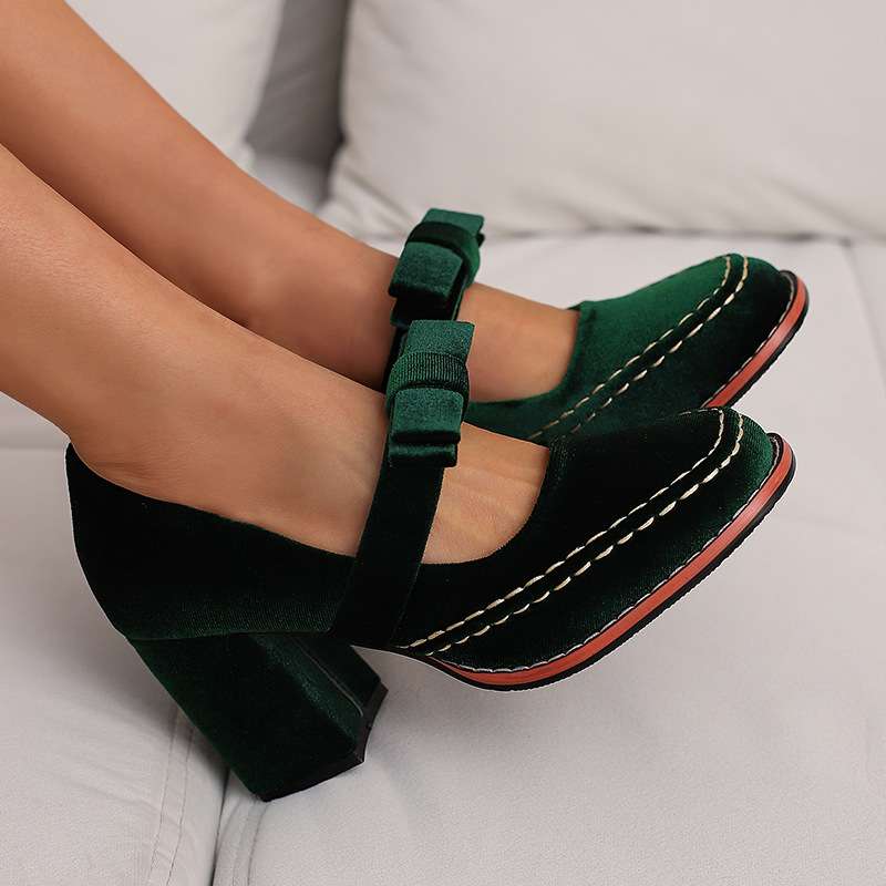 Tori | Women's Mary Jane Block Heel Bow Pump