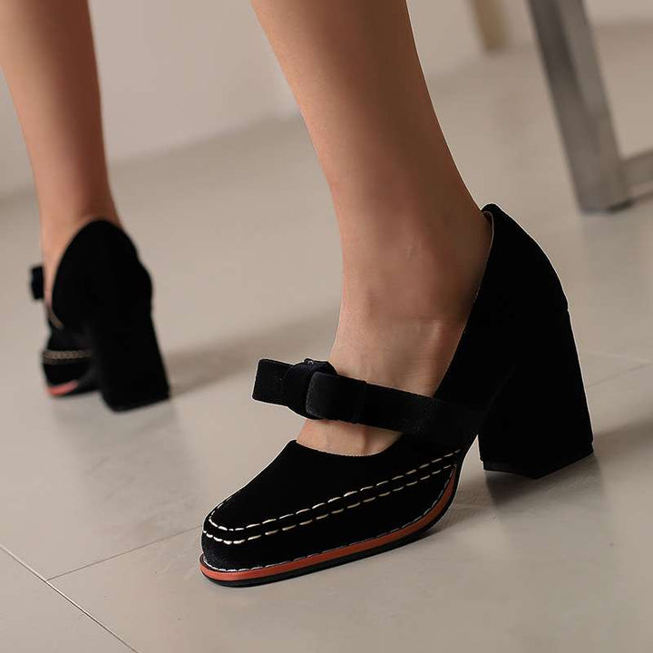 Tori | Women's Mary Jane Block Heel Bow Pump