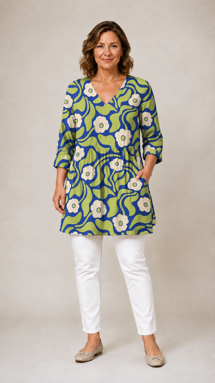 Deborah | Long Blouse with V-Neck