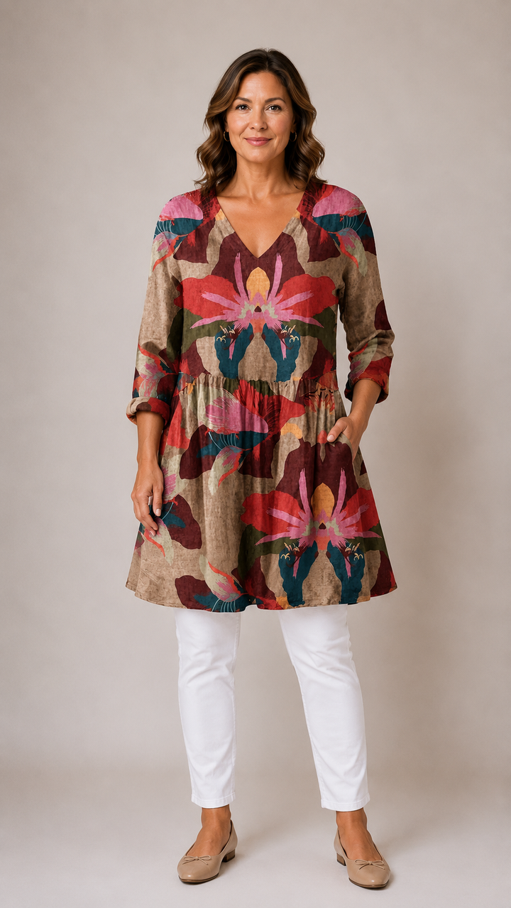 Talia | Long Blouse with V-Neck