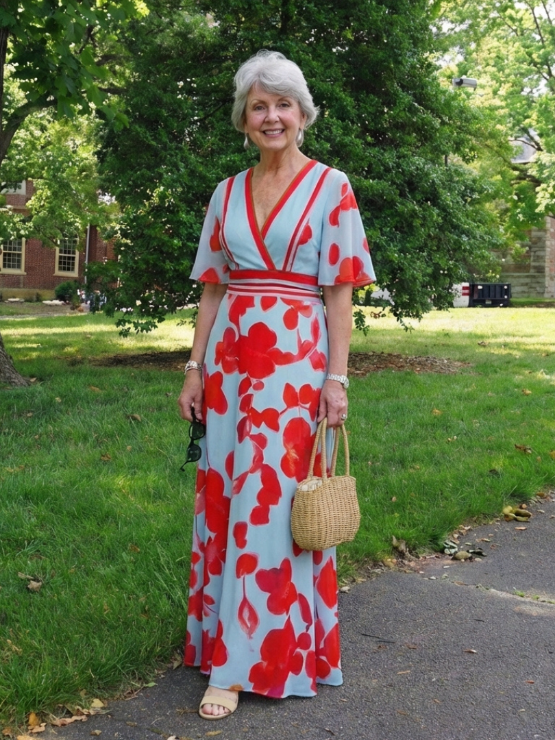 Georgia | V Neck Short Sleeve Floral Maxi Dress