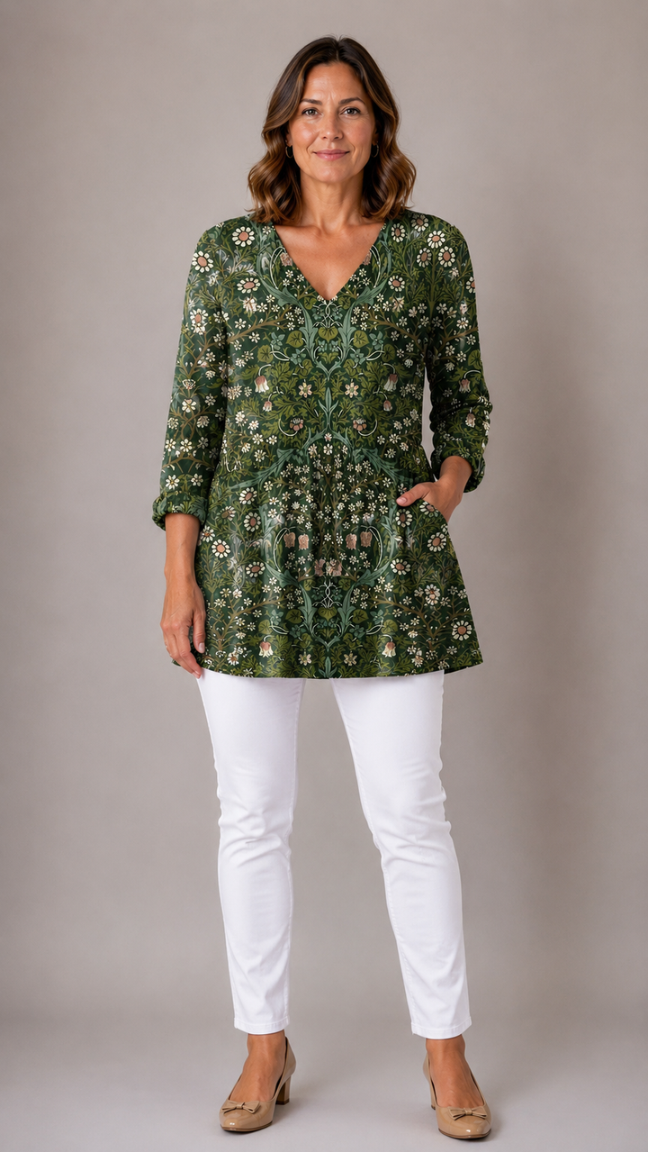 Cheryl | Long Blouse with V-Neck