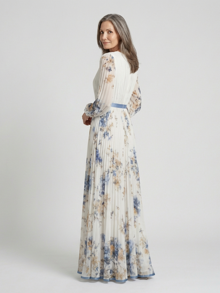 Diana | Long Sleeve V Neck Floral Maxi Dress