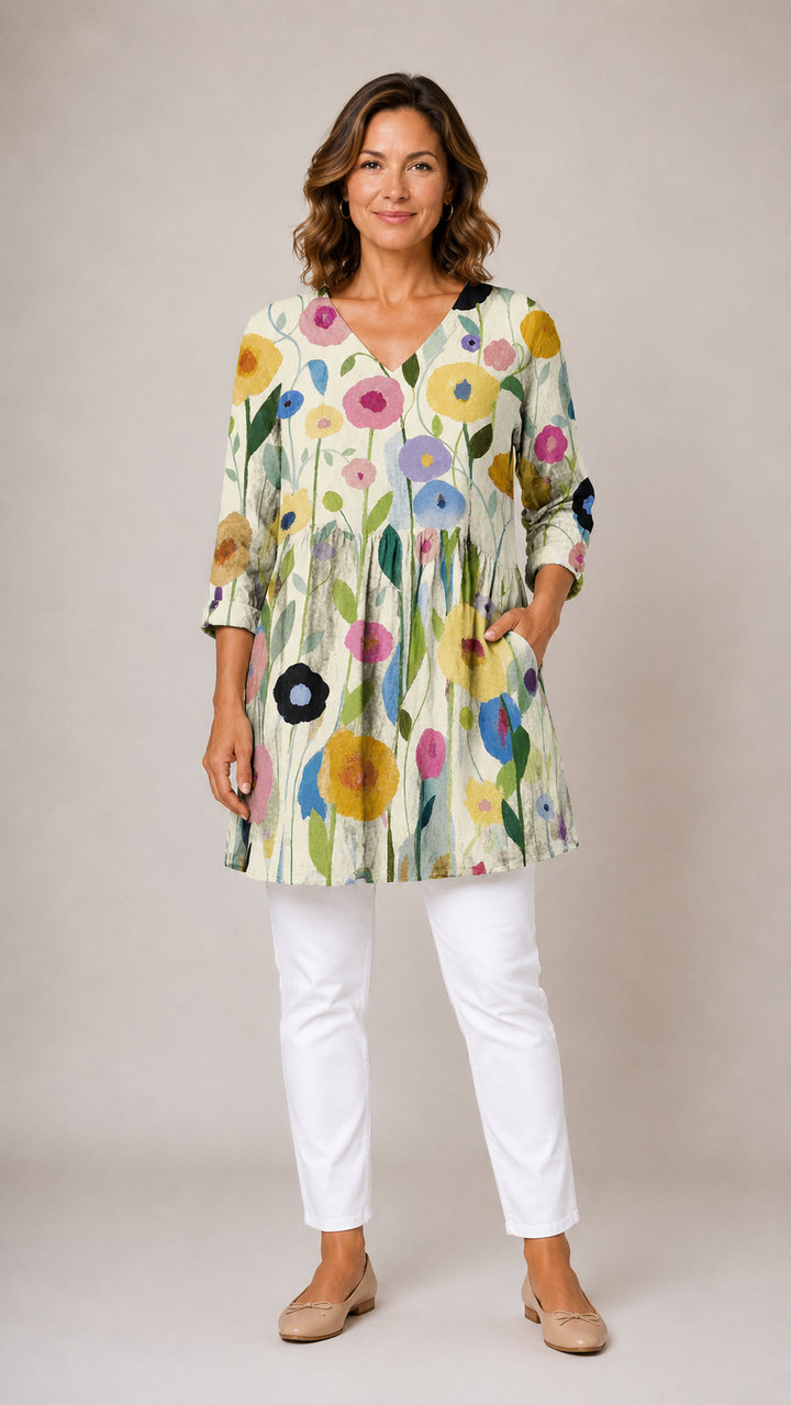 Juliet | Long Blouse with V-Neck