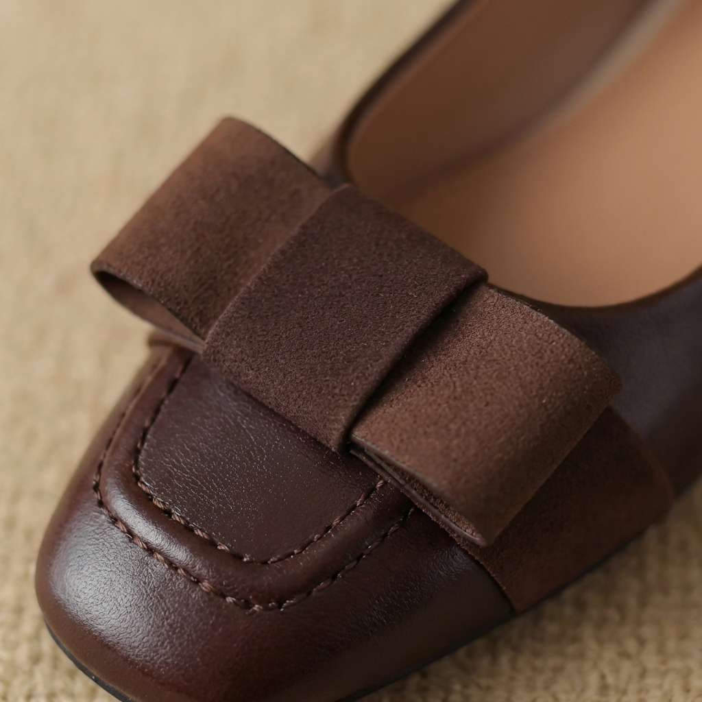 Courtney | Bow Leather Flats