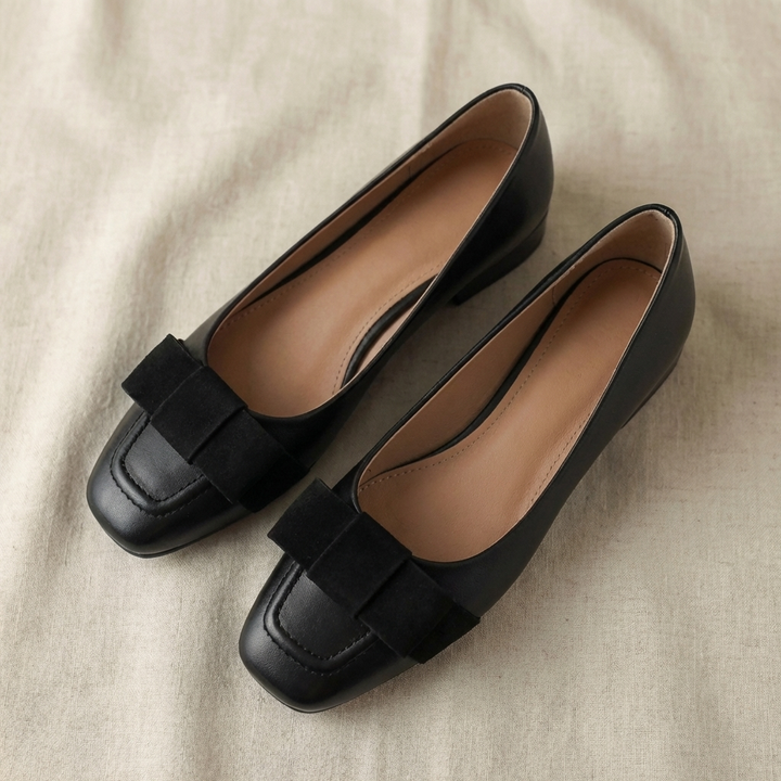 Courtney | Bow Leather Flats