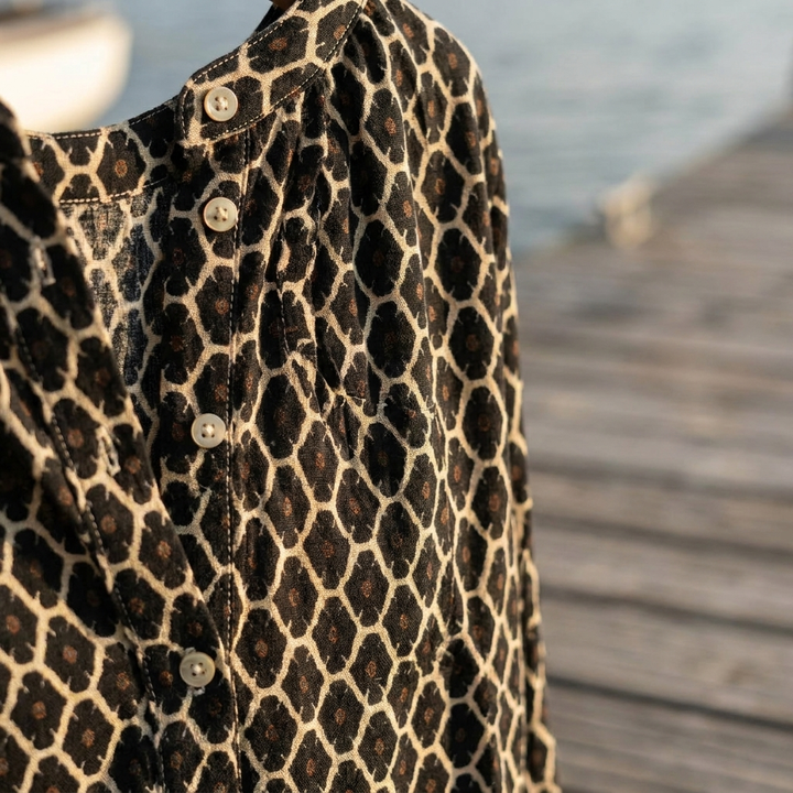 Cecily | Geometric Print V-Neck Blouse