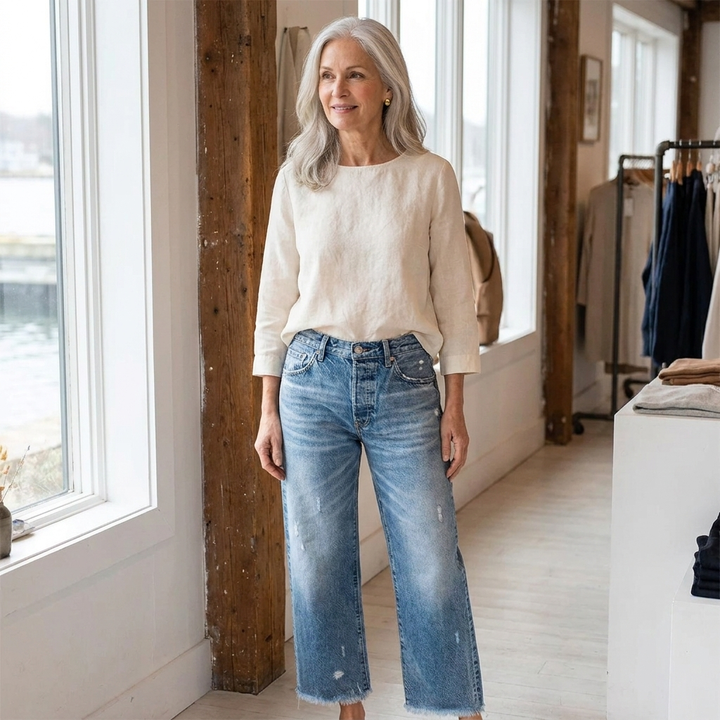 Annie | Retro Cropped Straight Jeans