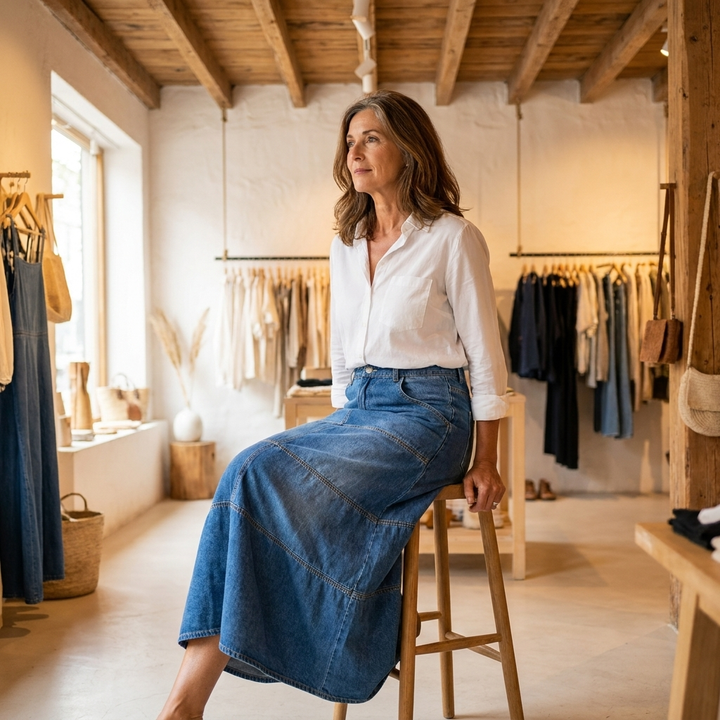 Theresa | Mid-Length Denim Skirt