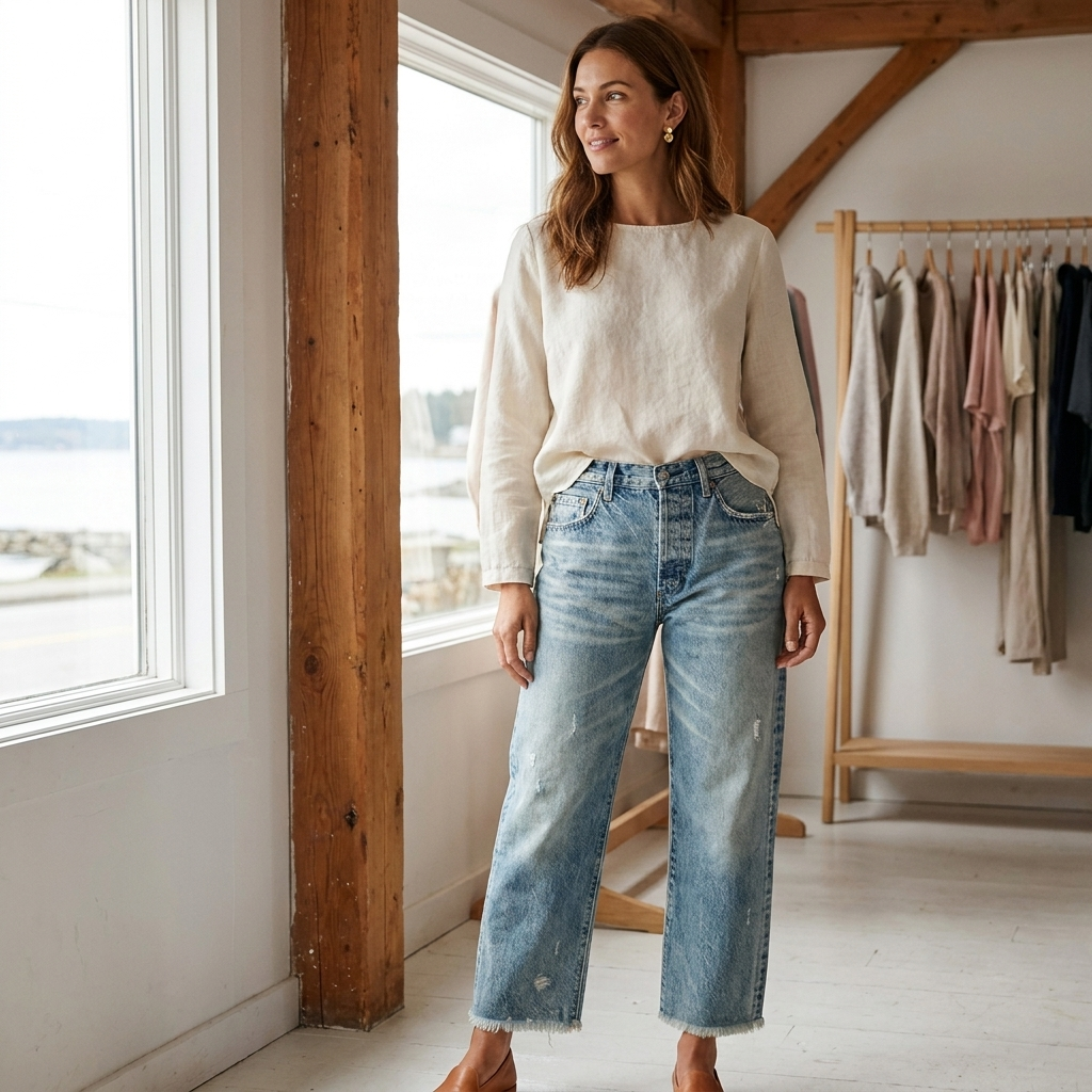 Marianne | Retro Cropped Straight Jeans